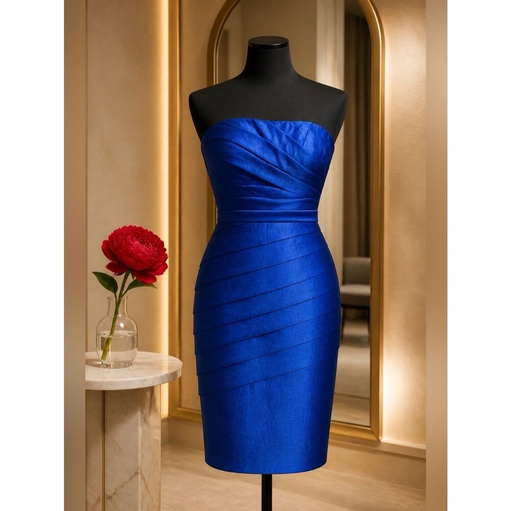 Strapless Cobalt Blue Form Fitting Dress Size 8